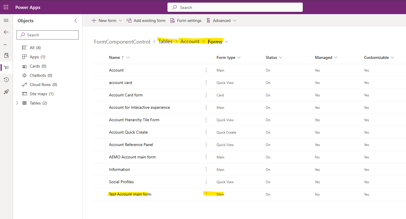 Account Forms