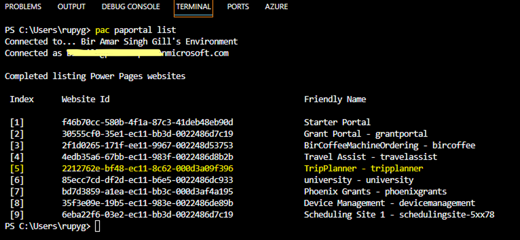 PAC Portal List