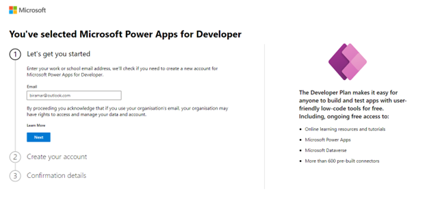 PowerApps Signup Page